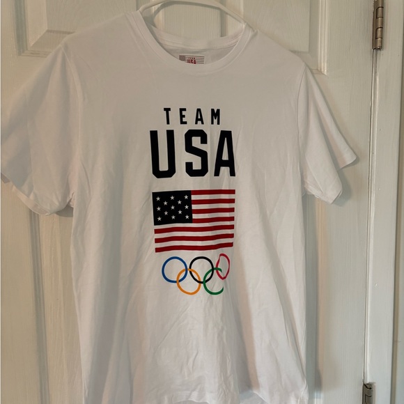 NWOT Team USA Olympic Rings Graphic Tee White Medium Patriotic USA Flag Shirt - Picture 3 of 7